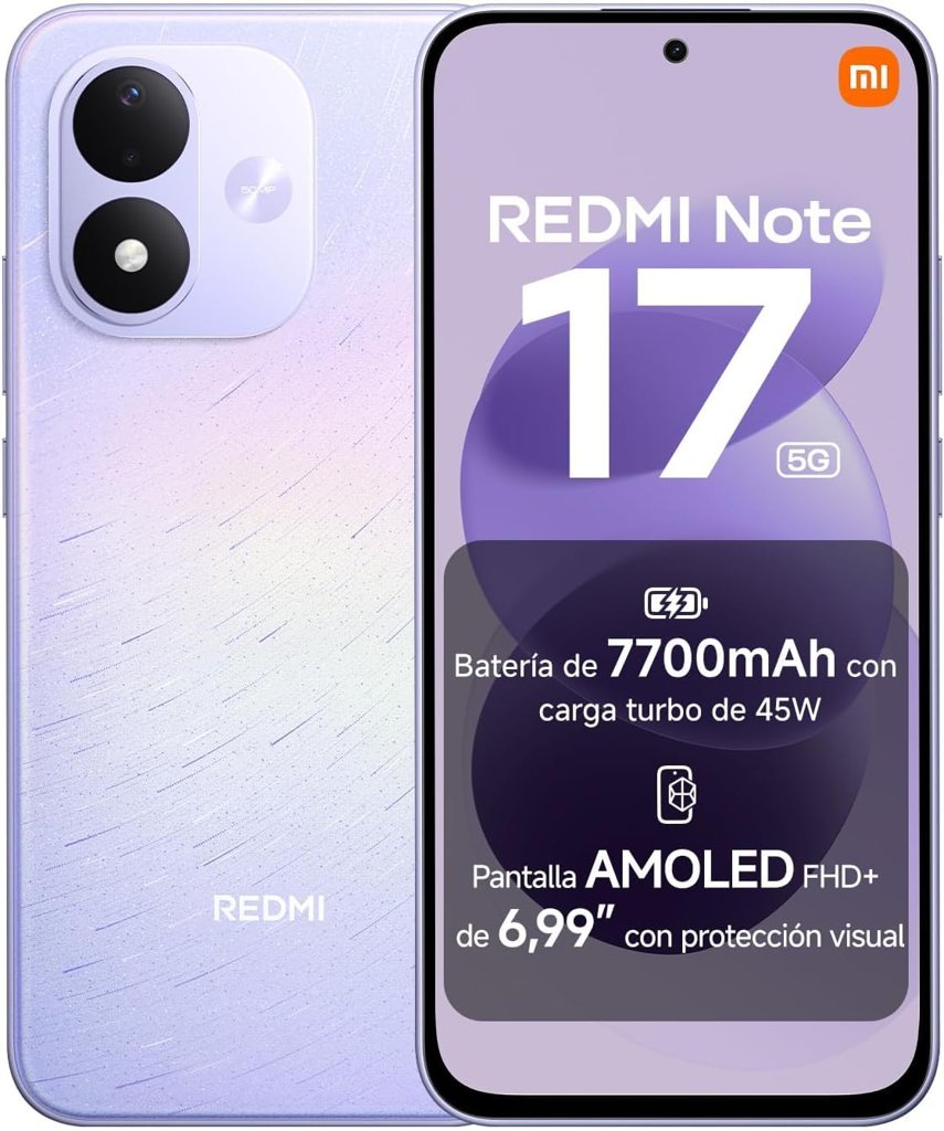 REDMI Note 17 5G Celestial Purple 6G RAM, 256G ROM, Autonomía de 7700 mAh, IP65, pantalla de 6,99", volumen au