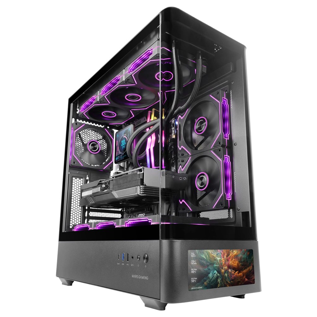 Caja ATX Mars Gaming MC‑LCDPRO con pantalla LCD de 7,2″