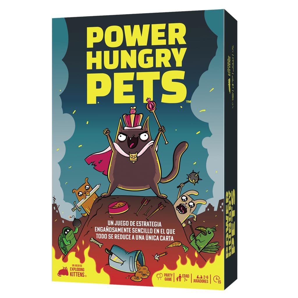 Asmodee Power Hungry Pets de Exploding Kittens, Juego de Estrategia