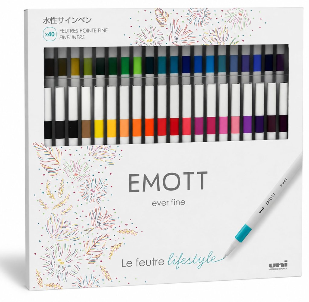 Set de 40 rotuladores Uni-Ball Emott de punta fina 0,5 mm