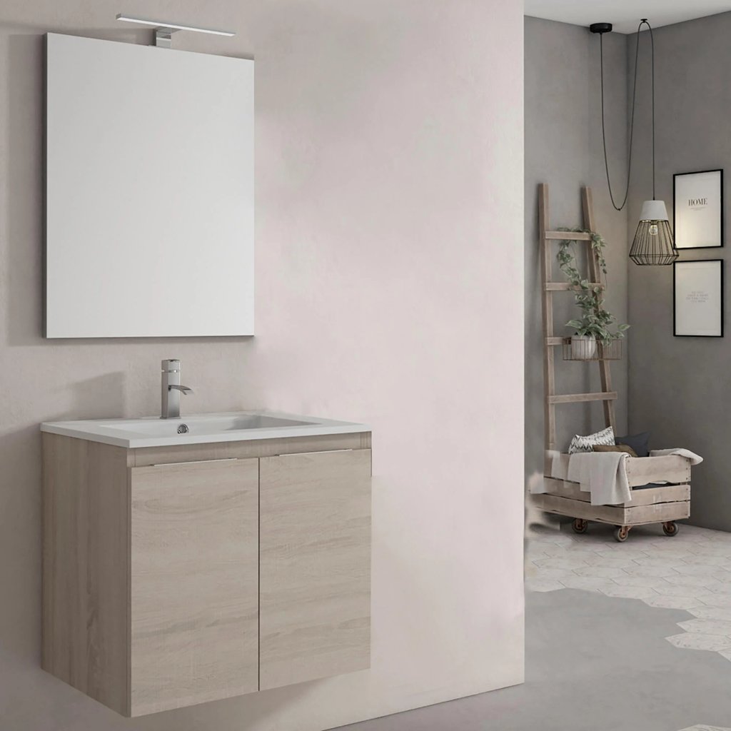 Renueva tu baño con un mueble moderno con lavabo y espejo