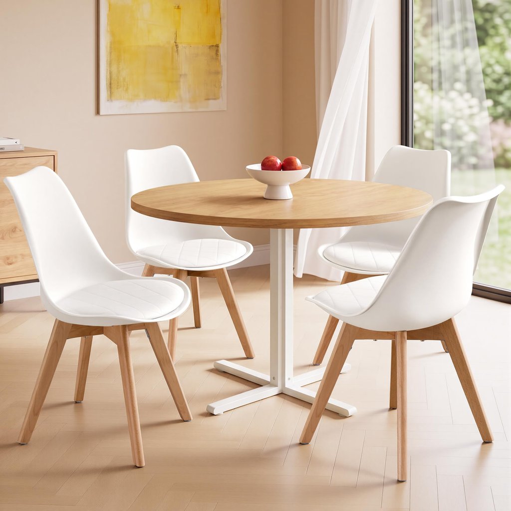VASAGLE Sillas de Comedor, Asiento Acolchado, Set de 4, 46,5 x 57 x 79 cm