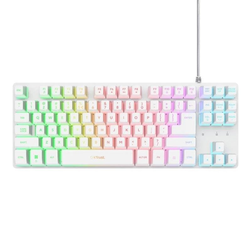 Teclado RGB TKL blanco Trust GXT 833W, compatible con PC y consolas