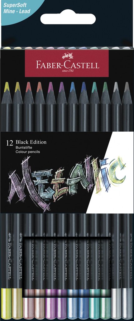 Set Black Edition de 12 lápices metálicos de Faber‑Castell – Calidad pro