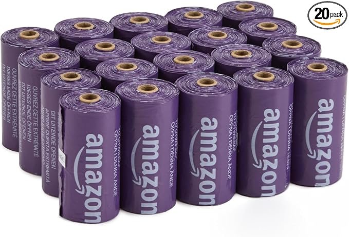 Bolsa de residuos para perros Amazon Basics, aroma lavanda – 300 unidades
