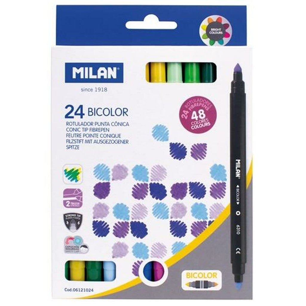 Set de 24 rotuladores bicolor Milan, colores vibrantes para tus proyectos