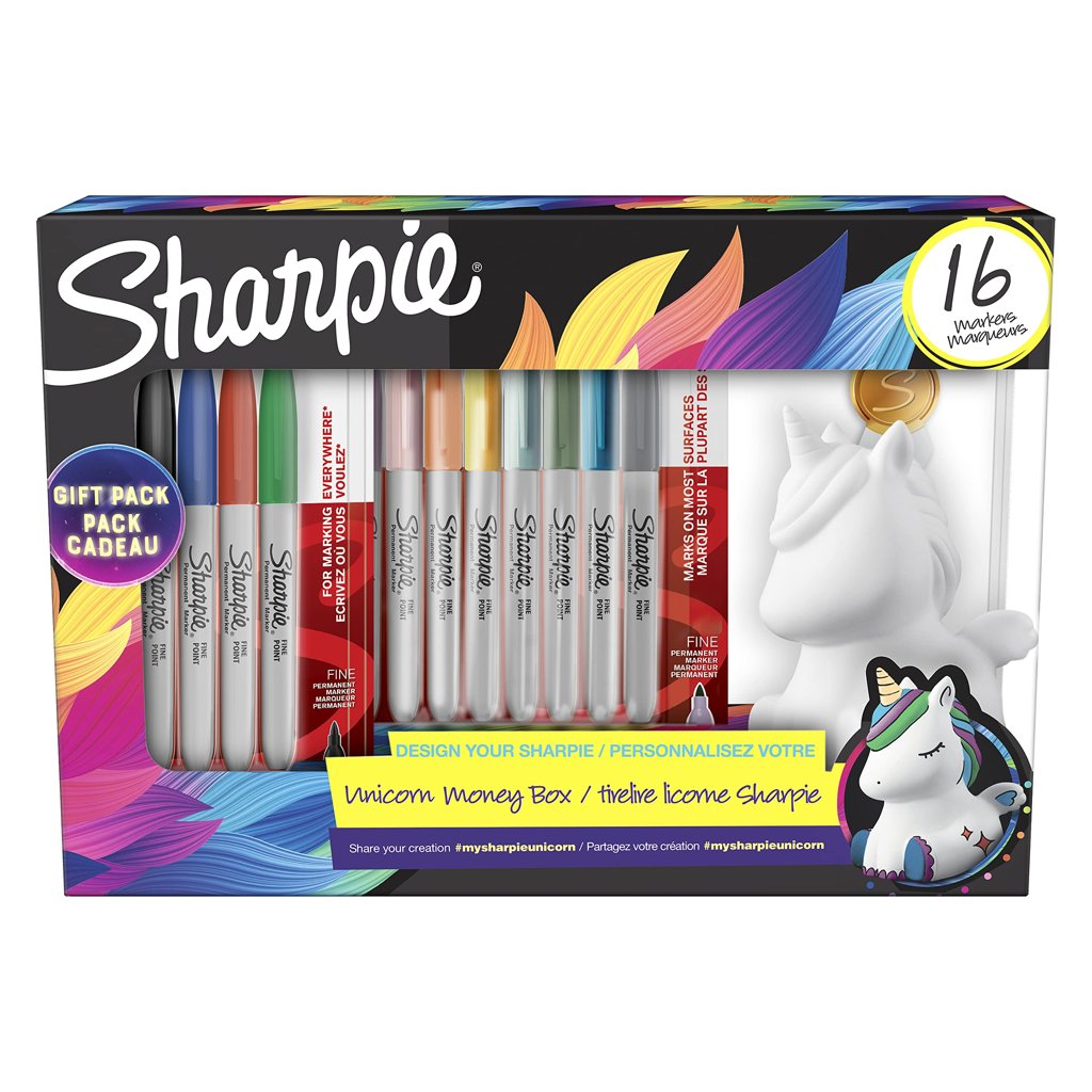 Set regalo Sharpie con hucha unicornio y rotuladores de punta fina