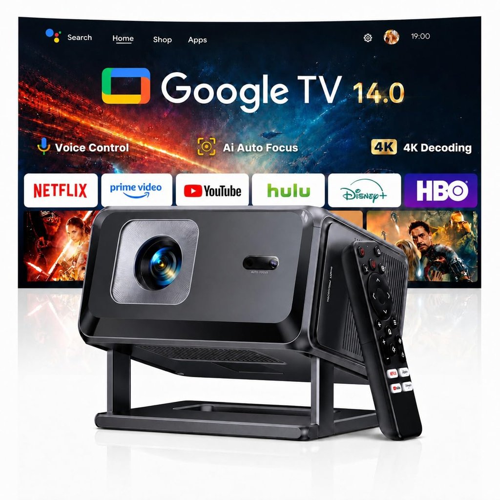 Proyector TOPTRO 4K con Google TV y Wi‑Fi 6 – Cine en casa