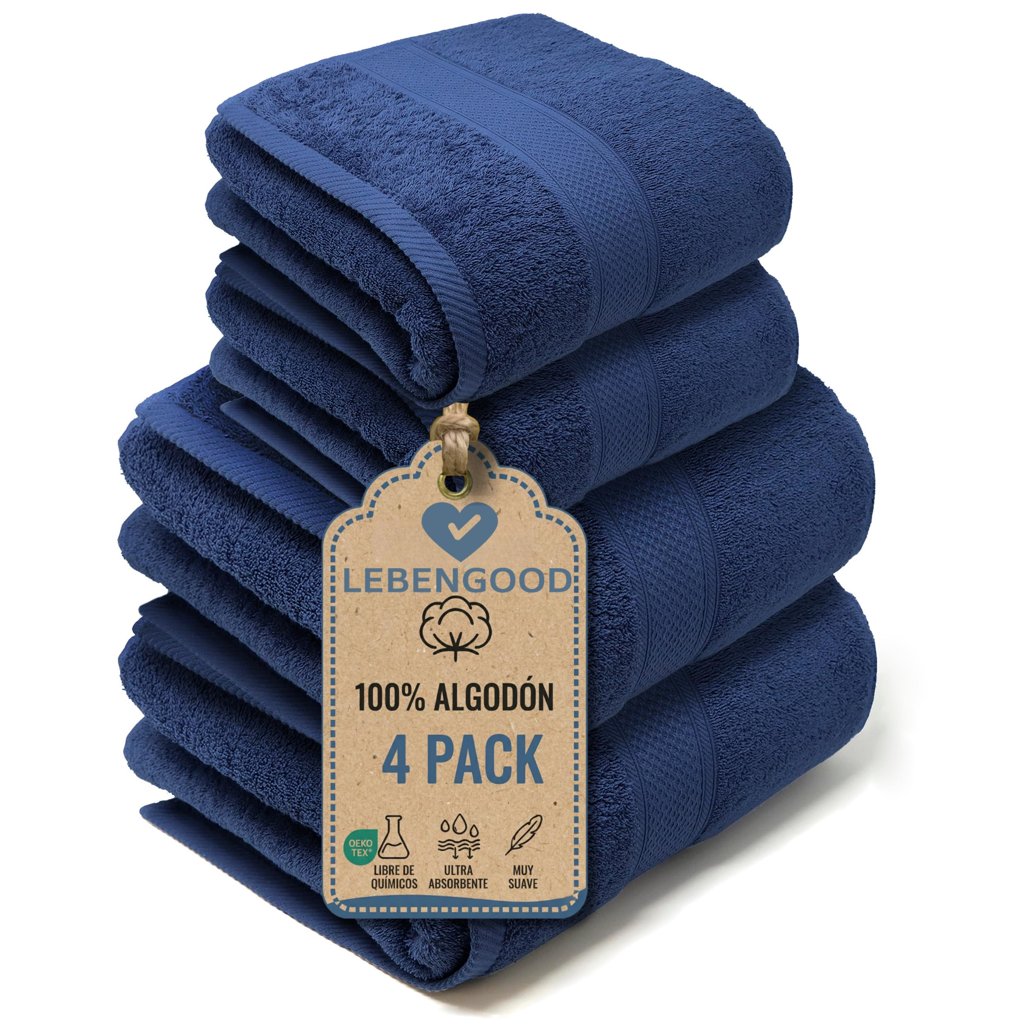 Set de toallas de baño 2×70x140 + 2×50x90, algodón suave y absorbente