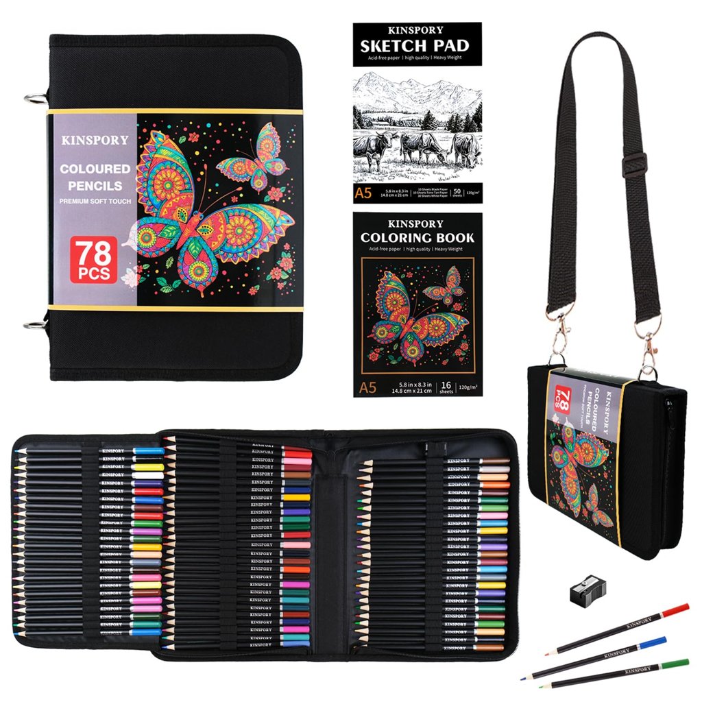 Set de 78 lápices de colores con correa ajustable – Ideal para artistas
