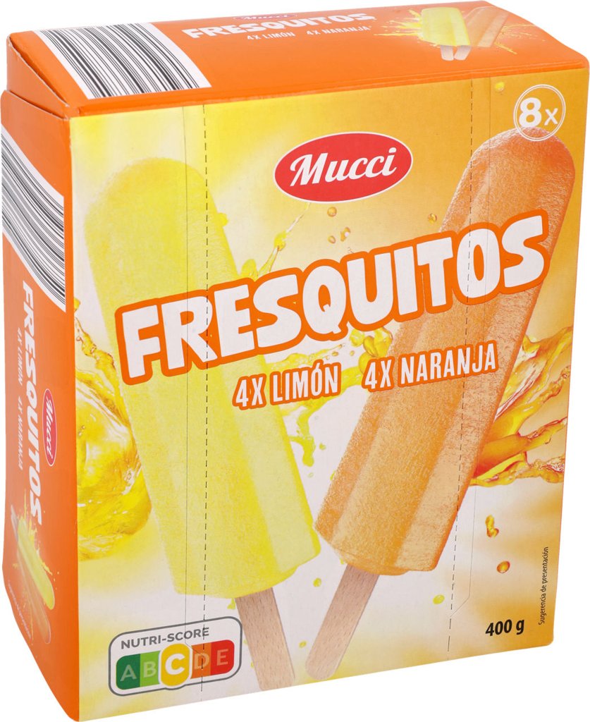 Pack 8 de Helados Fresquitos Naranja y Limón, sabor refrescante