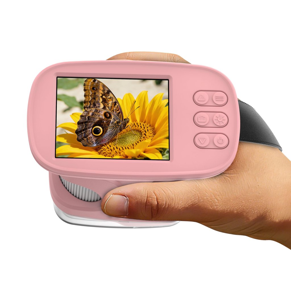 Mini Microscopio Digital Portátil Infantil LELESUN 4K (1000X). Rosa.