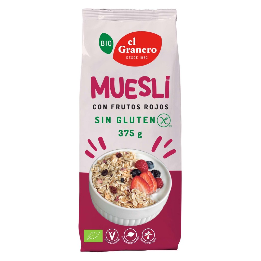 Muesli integral con frutos rojos sin gluten - Bio 375 g