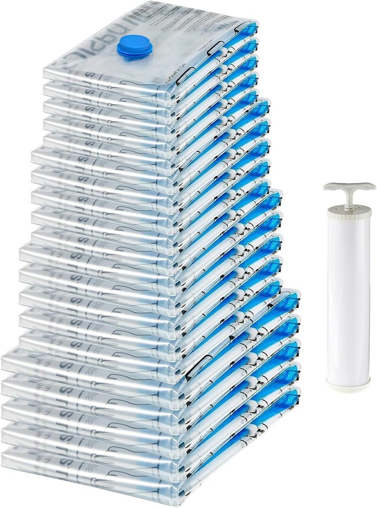 20 bolsas de vacío con bomba manual para organizar tu armario