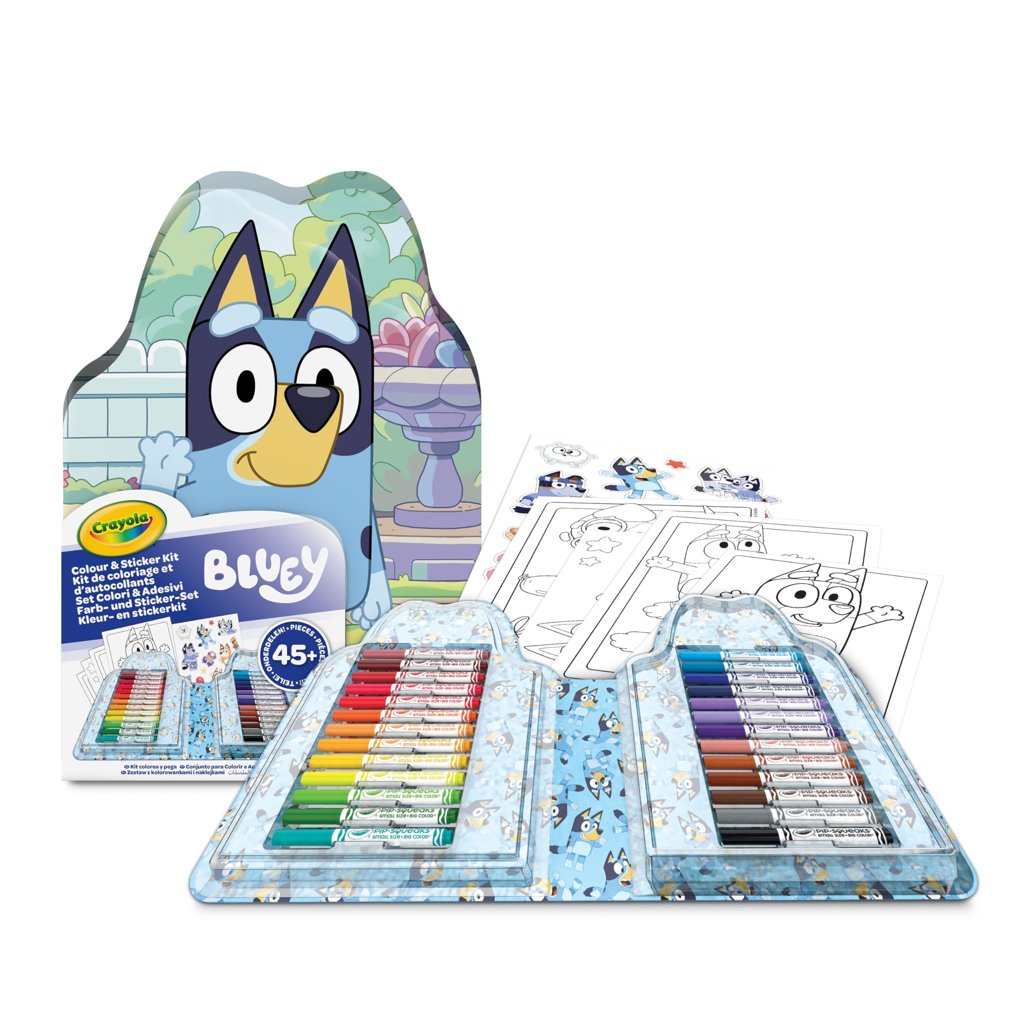 Maletín creativo Crayola Bluey: 45 piezas para dibujar y pegar