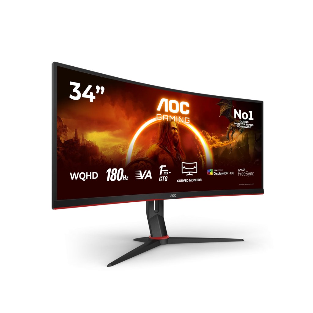 Monitor curvo 34" WQHD 180 Hz de AOC: inmersión total en tus juegos