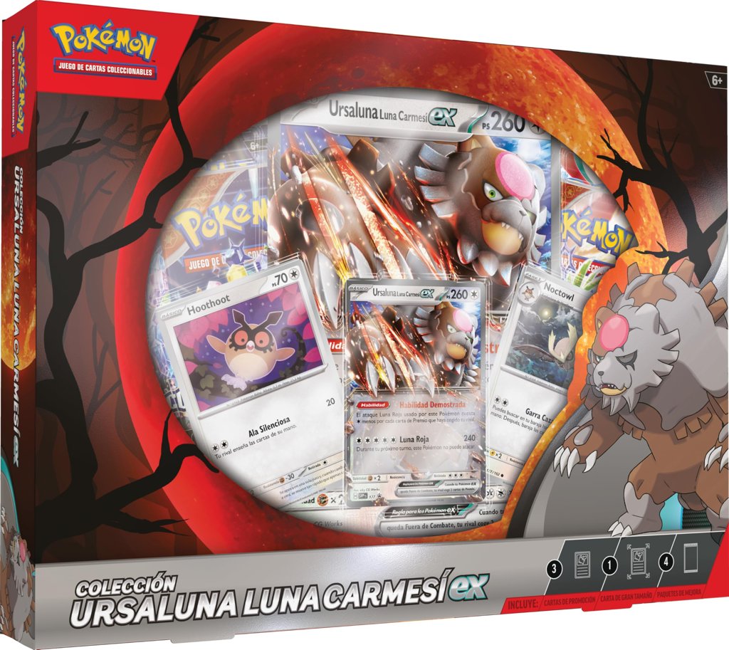 Descubre el pack de Pokémon TCG Ursaluna Luna Carmesí: 4 cartas holo y más