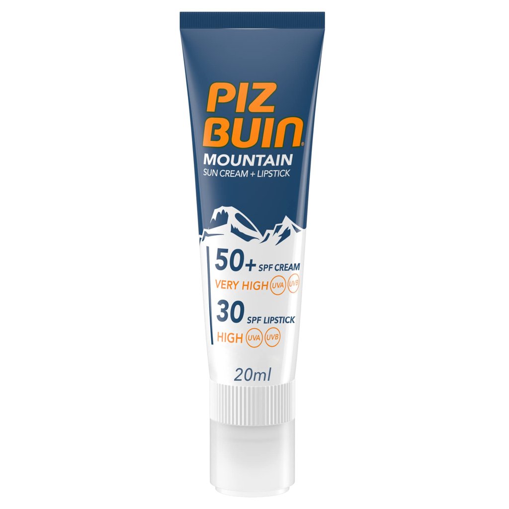 Piz Buin Mountain - Crema Solar Facial SPF50 + Protector Labial SPF30, 20 ml