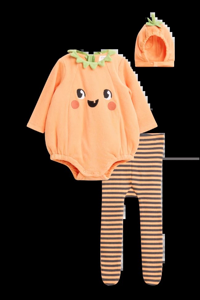 Conjunto Halloween de calabaza para bebés: 3 prendas adorables