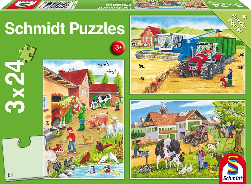 Puzzle Infantil Granja – 3 piezas de 24 piezas para pequeñas mentes