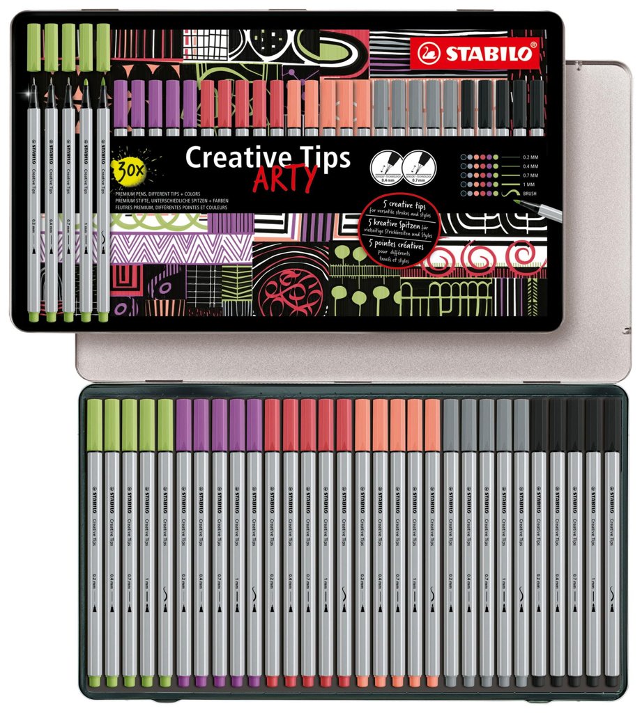 Set de 30 rotuladores pastel STABILO ARTY en caja metálica
