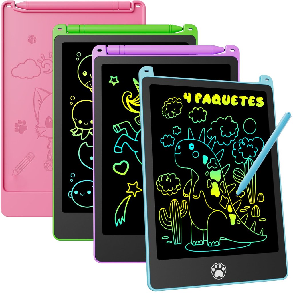 Pack de 4 pizarras LCD a color de 8,5" para niños – diversión creativa