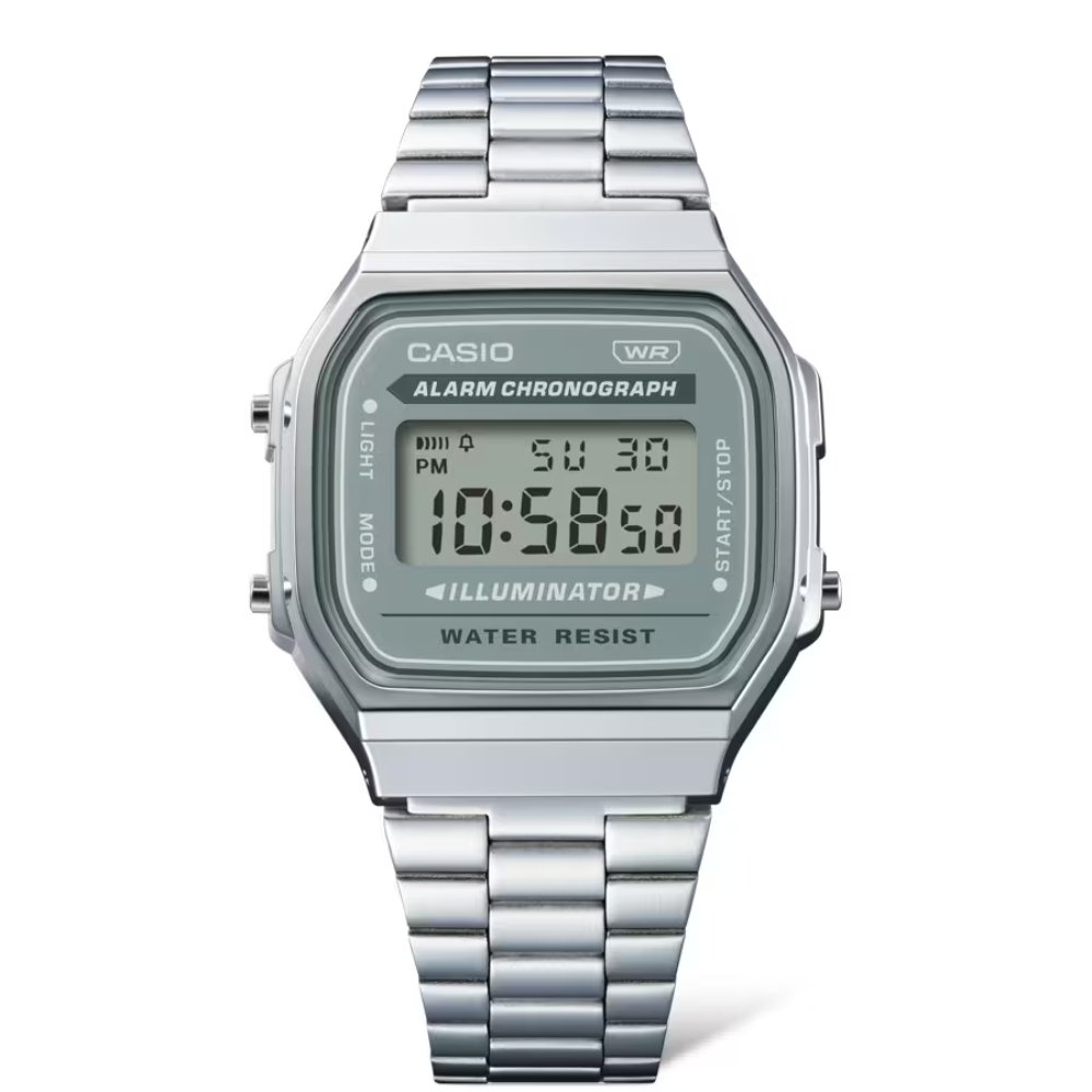 Casio A168WA-3AY – Reloj digital vintage con correa de acero