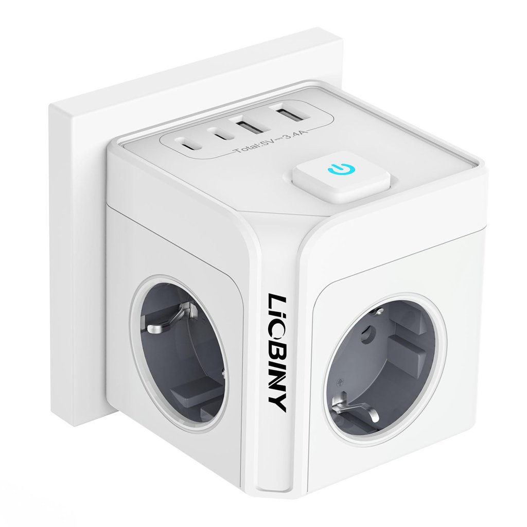 Regleta BIGFISH 3M con 4 puertos USB y protección contra sobrecarga