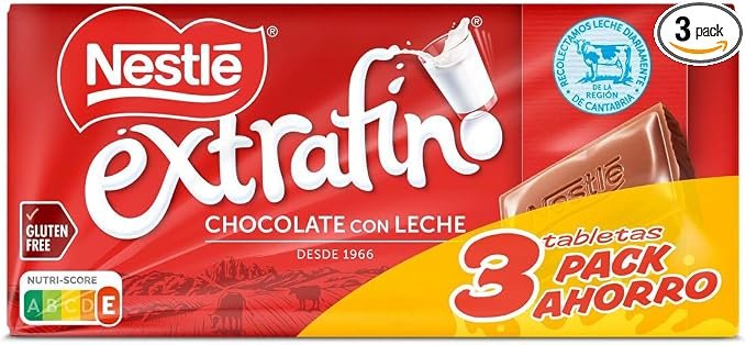 Pack 3 tablets de chocolate Nestlé Extrafino a precio rebajado