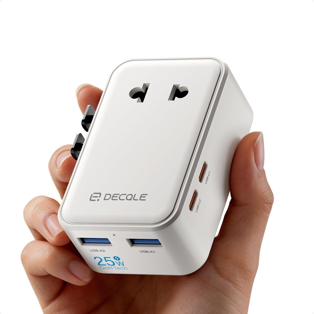 Adaptador decqle Air: 2 USB‑C PD 25 W + 2 USB‑A