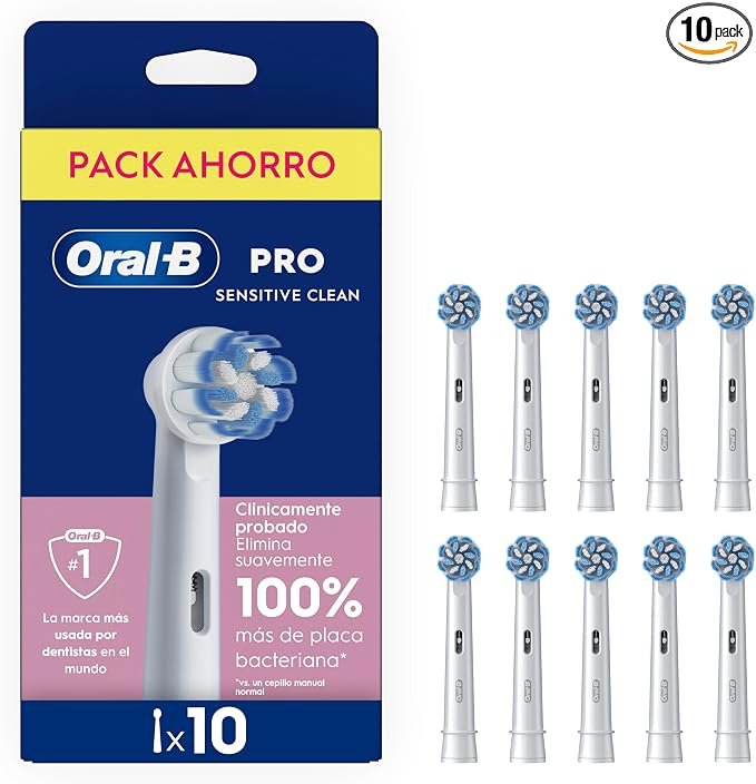 Cuidado bucal premium: 10 cabezales Oral‑B Sensitive Clean