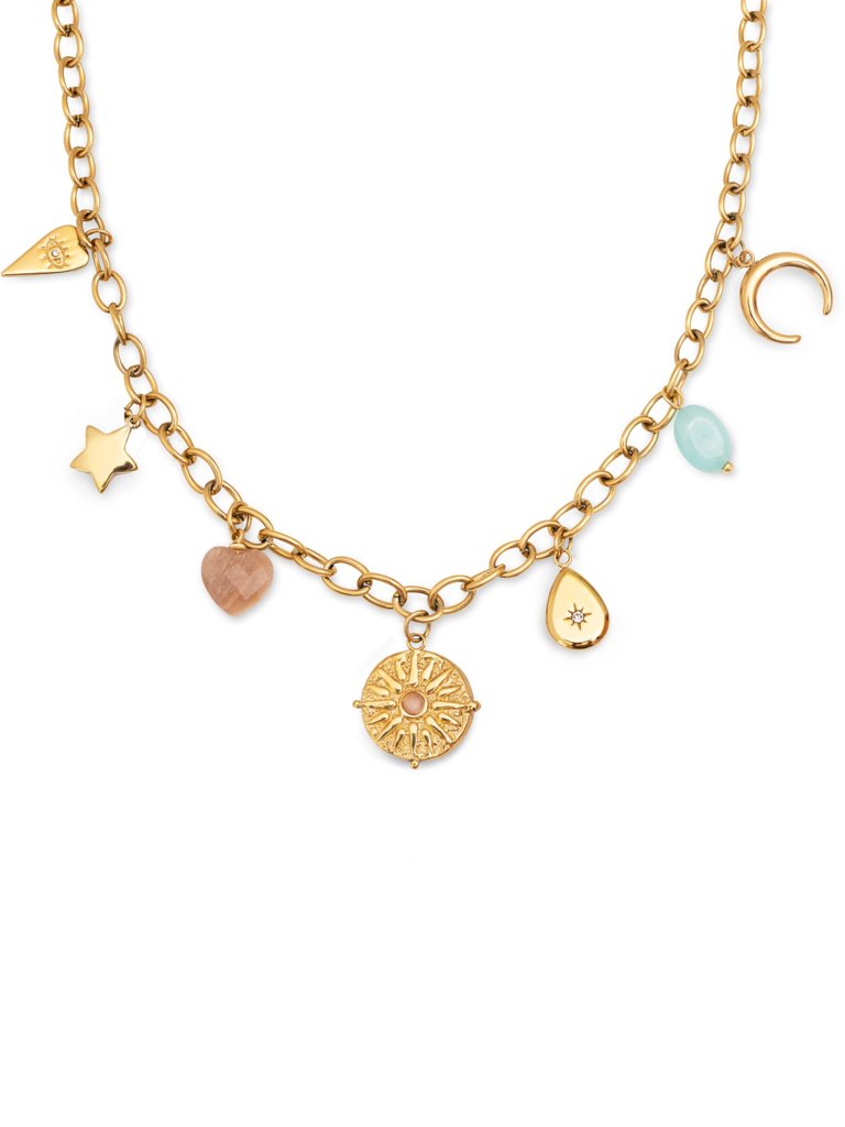 Collar Multicharms Soleil con baño de oro 18kt