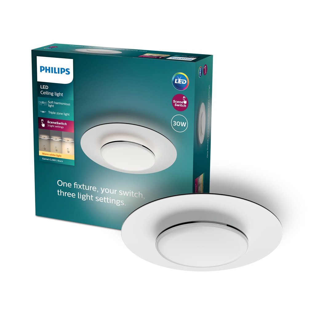Philips Garnet: plafón LED de 30W con SceneSwitch, luz inteligente