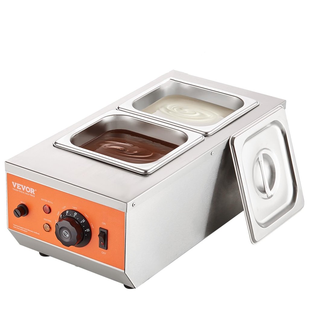 Temperador de chocolate VEVOR 800W: funde y tempera 2×1,5 L