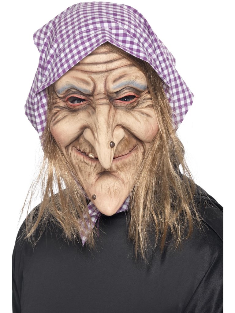 Careta de bruja vieja de látex para Halloween y Carnaval