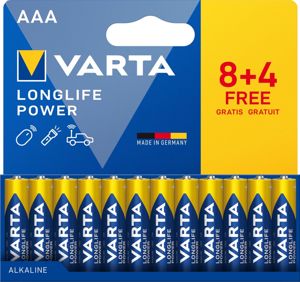 Pack VARTA Longlife Power AAA – 12 pilas de larga duración