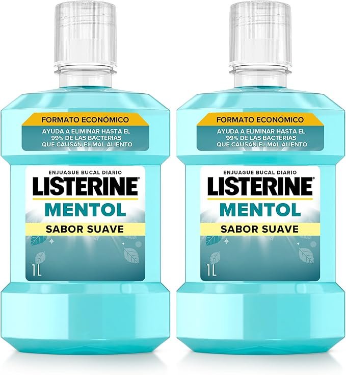 Pack 2×1 L Listerine Mentol: frescura sin alcohol