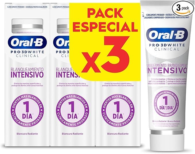 Oral-B Pro 3D White Clinical Dentífrico Blanqueante, 3x75ml