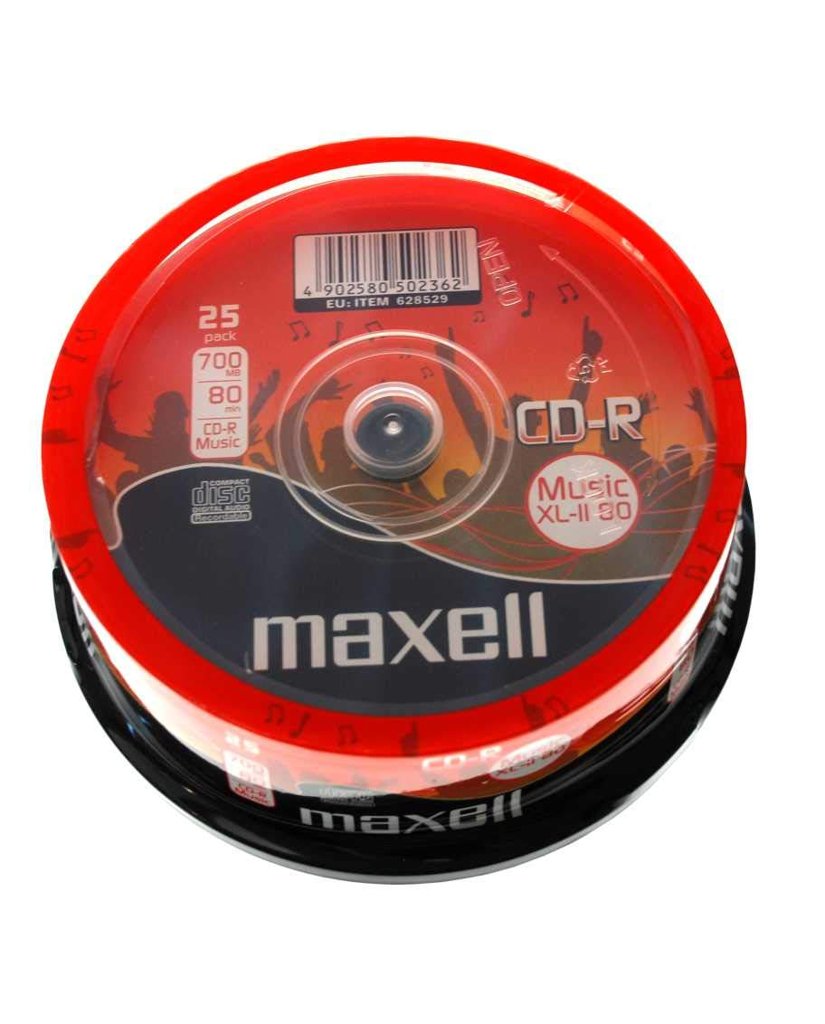 Pack de 25 CD‑R Maxell Music XL‑II, 80 minutos de grabación