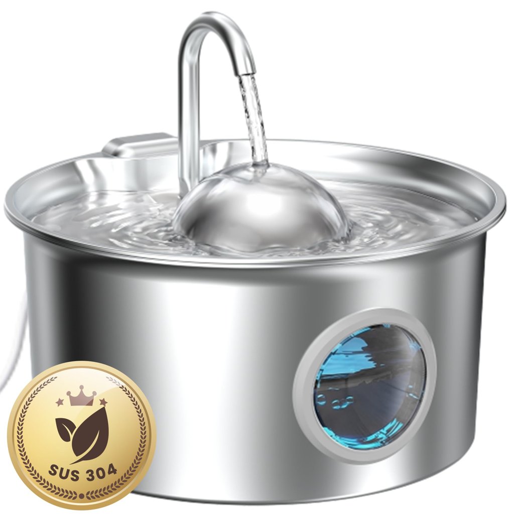 Bebedero automático de acero inoxidable para gatos, 2,6L