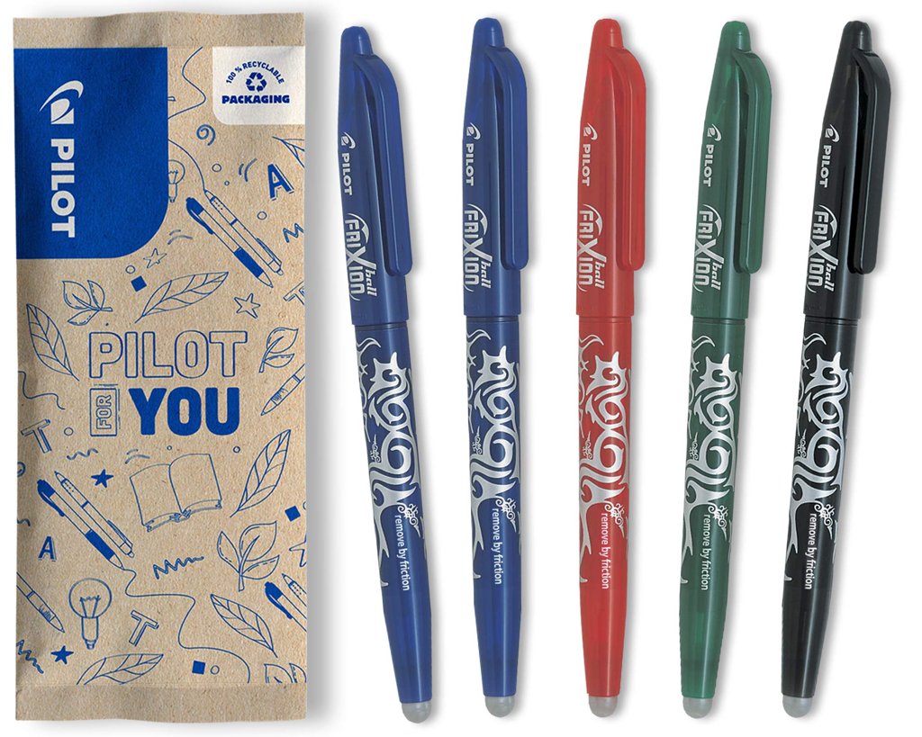Pack 5 bolígrafos borrables Pilot FriXion Ball – escribe y corrige