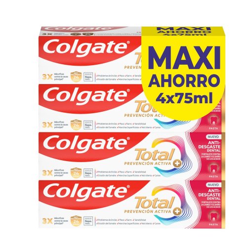Colgate Total 4×75 ml: dentífrico anti‑desgaste a precio rebajado