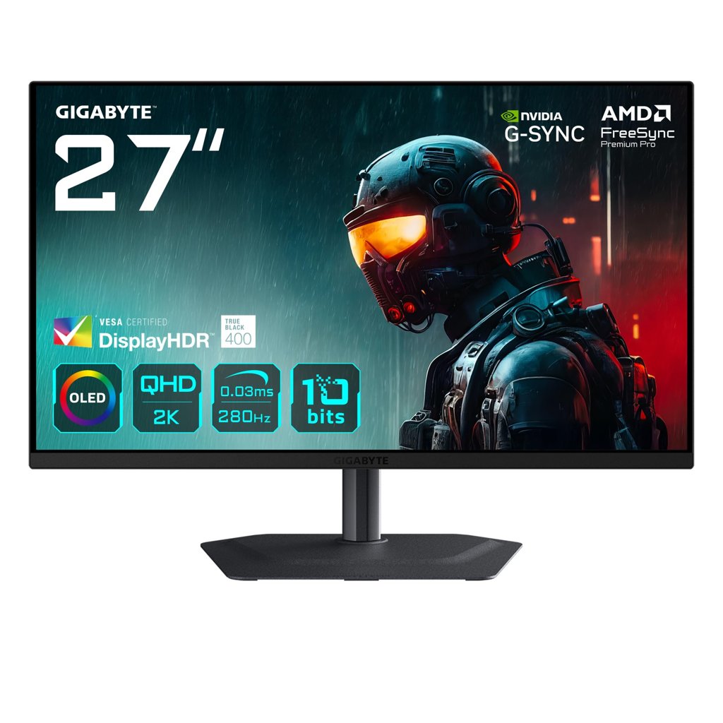 Monitor gaming OLED 27" QHD 280 Hz de GIGABYTE: imágenes fluidas y colores vivos