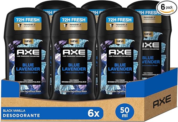 Pack de 6 desodorantes Axe Blue Lavender – frescura duradera
