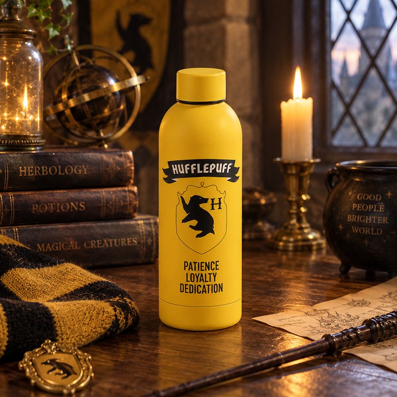 Botella de acero Hufflepuff de 700 ml – estilo mágico para tus entrenamientos