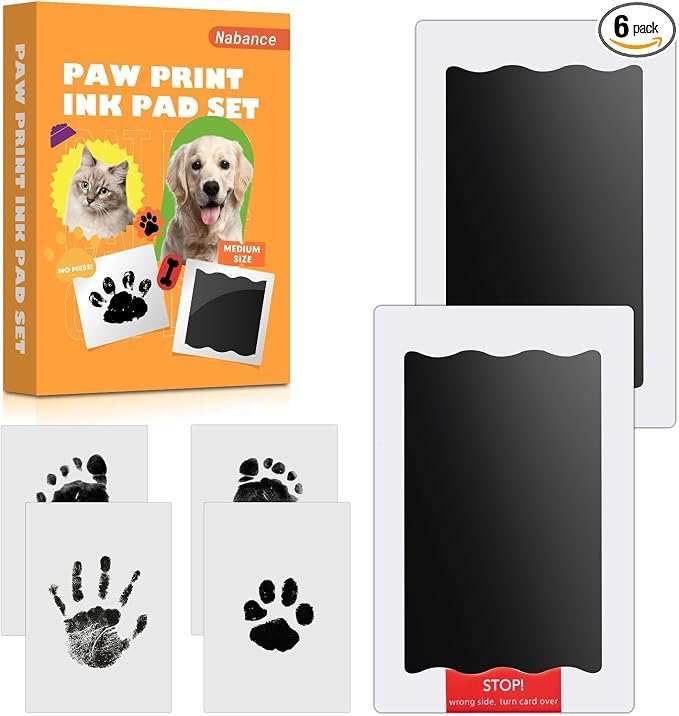 Nabance Huella Perro, 2 Tampones De Tinta 4 Tarjeta De Impresión