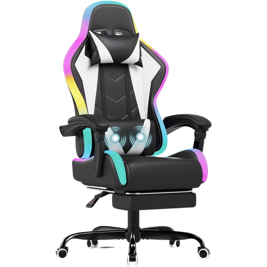 Silla Gaming JUMMICO con LED y masaje – Confort y estilo al 80% de descuento