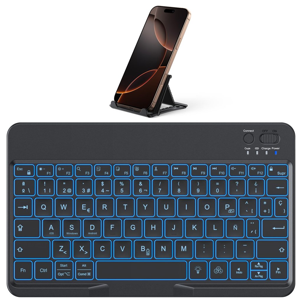 Teclado Bluetooth para iPad con soporte para móvil – Sin cables