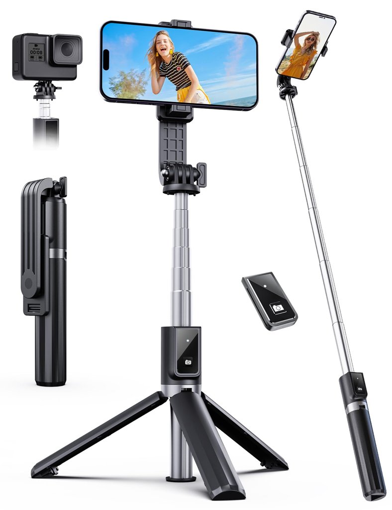 Trípode selfie con mando remoto: fotos perfectas sin manos