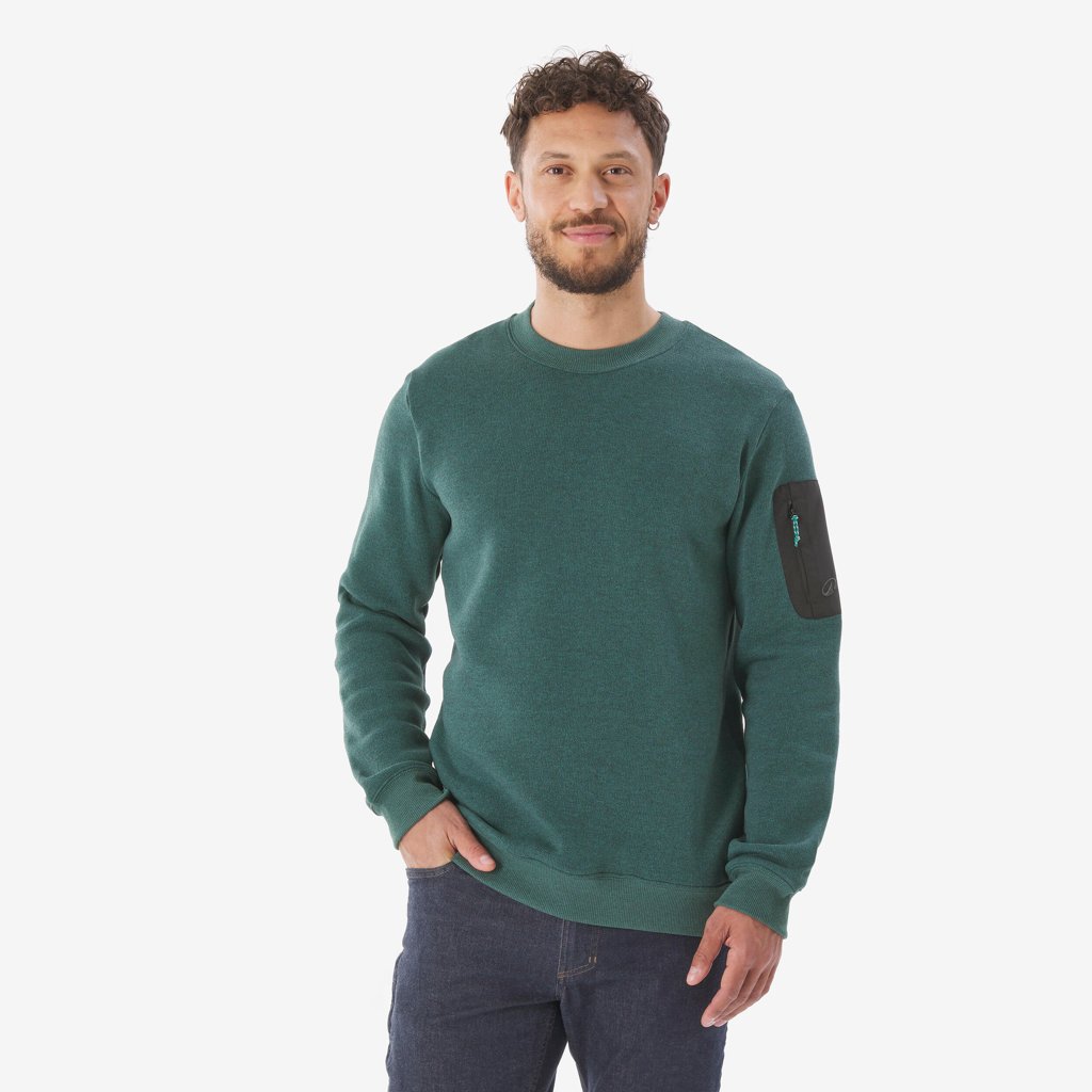 Jersey Quechua NH100 para montaña – Verde Cedro y Azul Tormenta